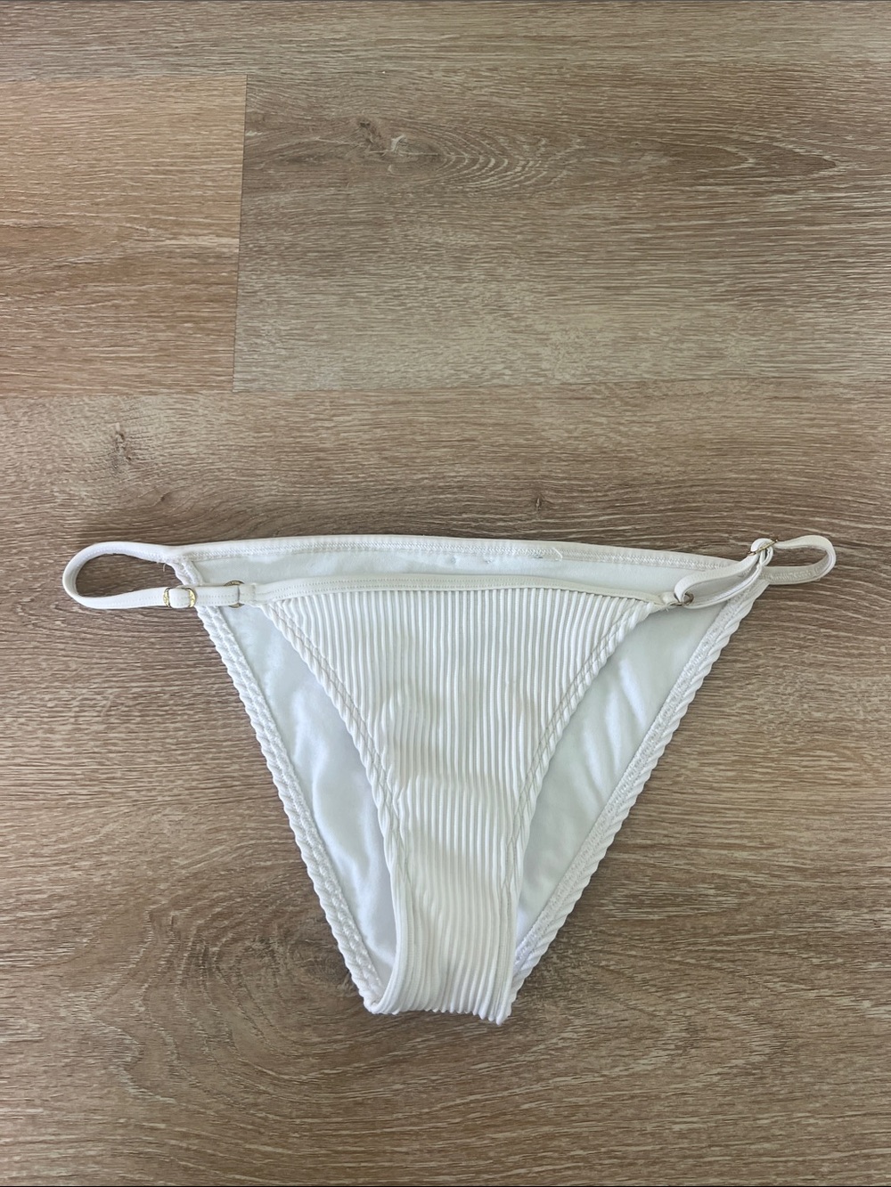 Hollister White Swim Bottom with Logo Detail